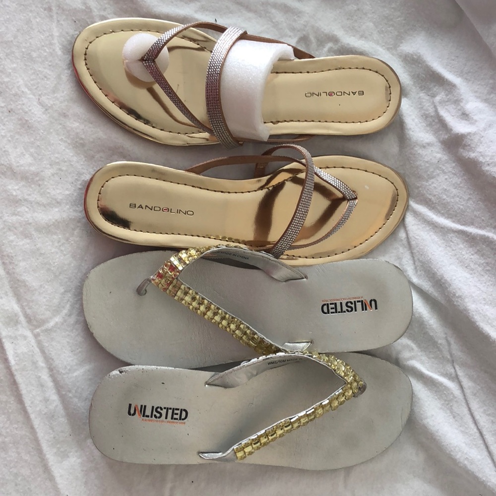 Lot of women’s size 10 silver and gold sandals